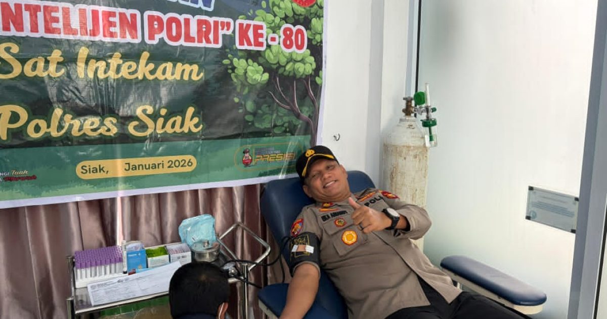 memperingati Hari Jadi Intelijen Polri ke-80, Satuan Intelkam Polres Siak menggelar kegiatan Bakti Kesehatan berupa donor darah(photo/ist)