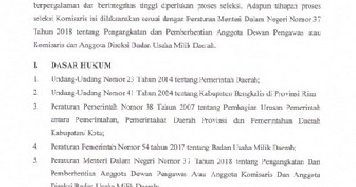 PENGUMUMANpembukaan seleksi penerimaan calon Komisaris PT Bumi Laksamana Jaya (Perseroda).(poto/ist)