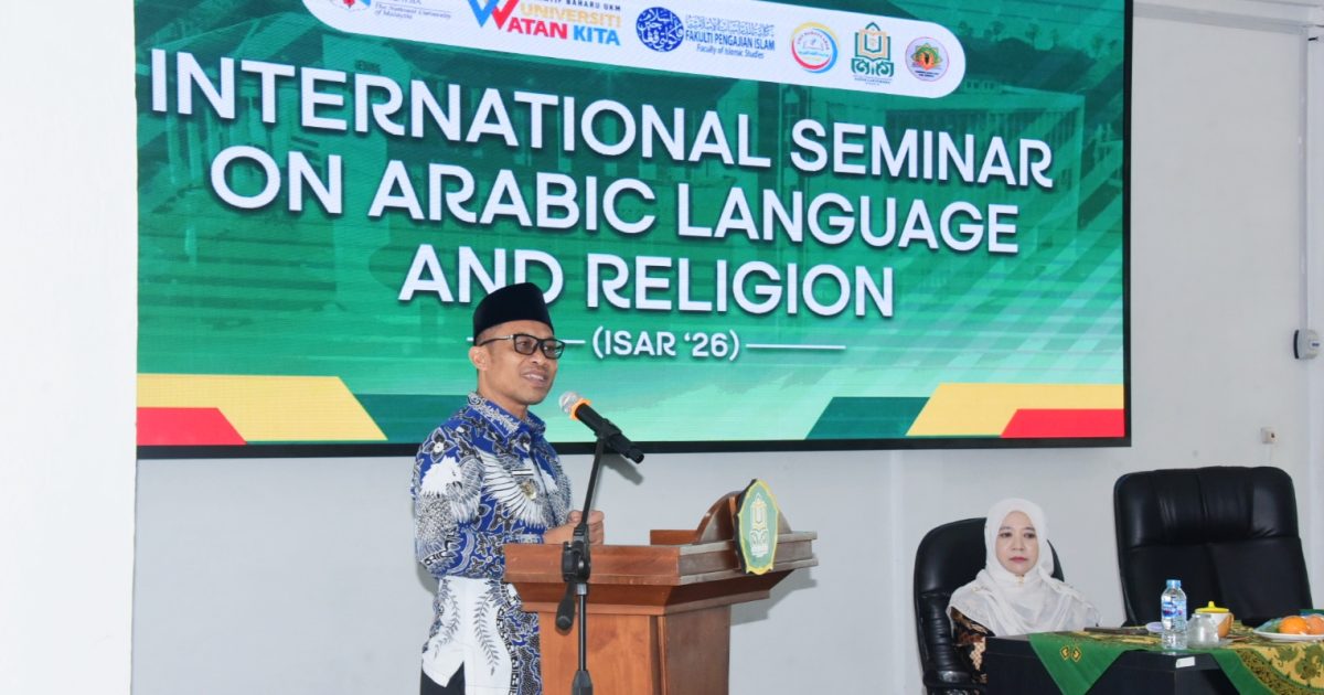 Wakil Bupati Bengkalis H. Bagus Santoso saat membuka International Seminar on Arabic Language and Religion di Kampus IAIN Datuk Laksamana Bengkalis, Kamis (21/05/2026).(poto/ust)