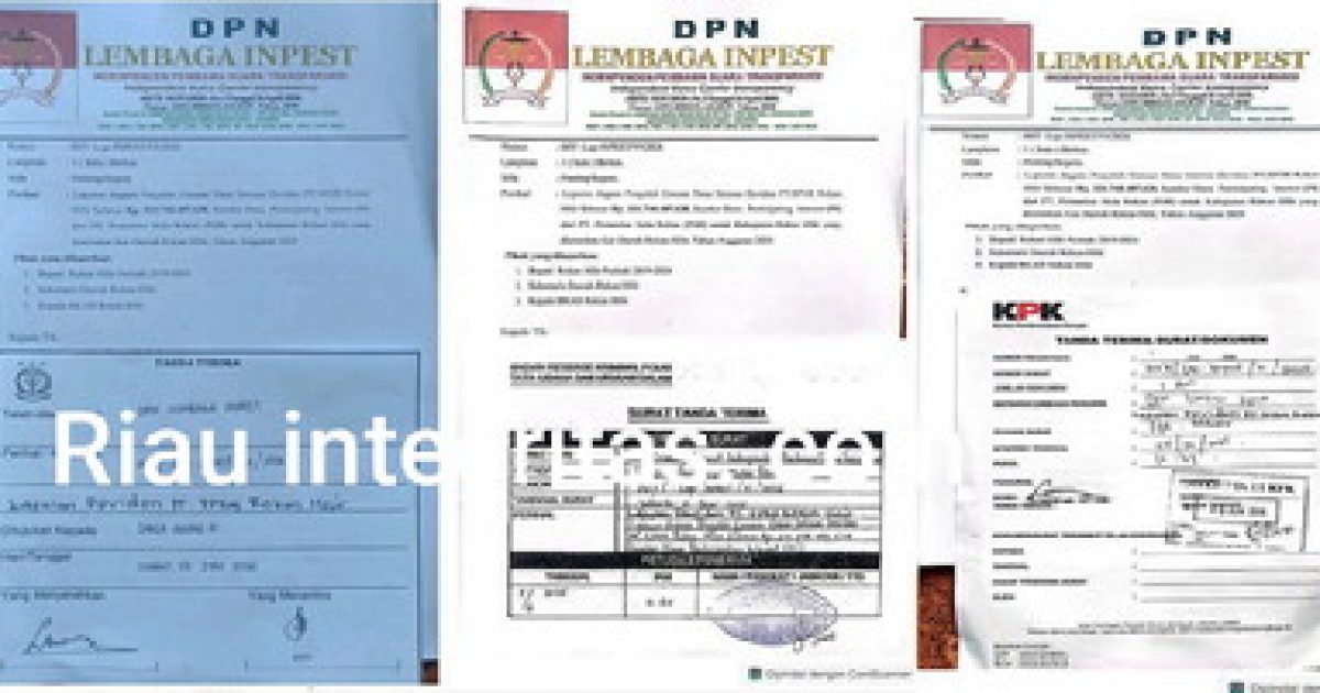 Bukti laporan dan tanda Terima ke Komisi Pemberantasan Korupsi (KPK), Kejaksaan Agung RI, dan Bareskrim Polri.(poto/ist)